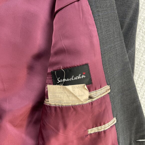 Samuelsohn SB GreenWich Super 120's Mens Grey Check 2 Piece Suit Size 44-48 Tall - Picture 9 of 16